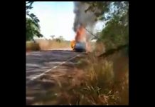 Caminhonete é consumida pelo fogo próximo a Cerejeiras