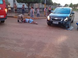 Colisão entre carro e moto deixa uma pessoa ferida no Jardim América em Vilhena