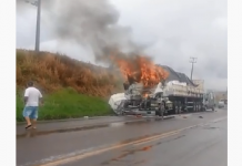 Motorista morre carbonizado dentro de cabine de caminhão no MT; vídeos