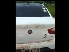 Carro com placa de Vilhena é abandonado no meio de rodovia entre Colorado e Cabixi