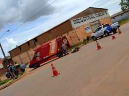 Motociclista fica ferida e motorista é conduzida ao hospital em estado de choque após acidente em Vilhena