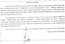 INSTAURAÇÃO DE PROCESSO: Edital de Citação