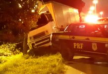 BR-364: enquanto manuseava rastreador, motorista perde controle, sai da pista e bate em poste de iluminação em Vilhena