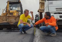 Luizinho Goebel acompanha obras de recapeamentos asfálticos usinado de ruas e avenidas de Vilhena