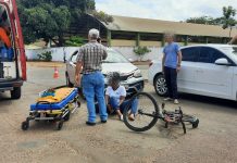 Ciclista na contramão provoca acidente no centro em Vilhena