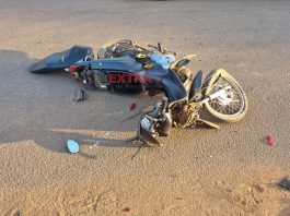 Choque entre moto e caminhão é registrado no Jardim das Oliveiras em Vilhena