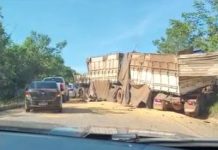VÍDEO: carreta dá “L” e interrompe trânsito na BR-364 próximo a Vilhena