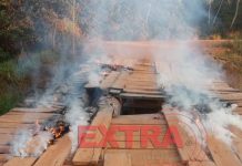 Ponte prestes a desabar é incendiada próximo a Pimenteiras