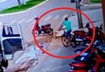 Câmera de segurança registra momento que ladrão furta bicicleta em Cerejeiras