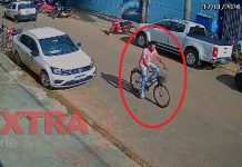 Câmera de segurança registra ação de bandido furtando bicicleta em Vilhena