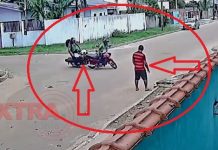 Câmera de segurança captura colisão entre motos em Vilhena; pedestre quase foi tingido