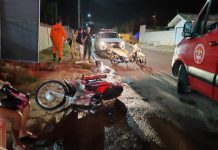 Bombeiros são acionados para socorrer vítimas de colisão entre motocicletas em Vilhena