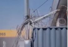 VÍDEO: carreta derruba poste de energia e causa princípio de incêndio em Vilhena